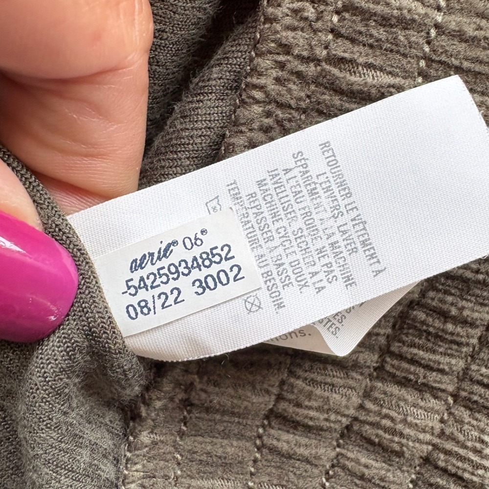 Aerie Dark Olive Green Cropped Corduroy Full Zip Utility Jacket, Small, Y2K - Picture 6 of 6